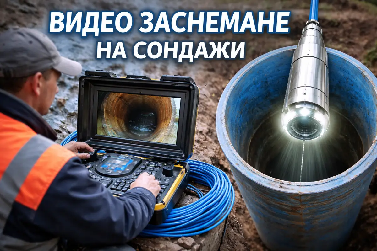 Видео заснемане на сондажи с камера – инспекция на обсадни тръби, филтър и състояние на сондажа